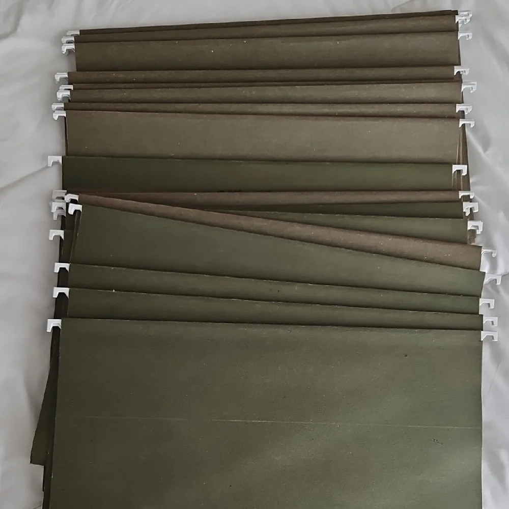25 Green Hanging File Folders ~ Legal Size